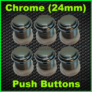 6x Chrome Push BUTTONS (24mm)