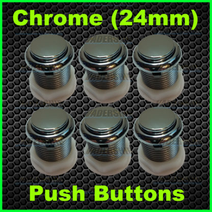 6x Chrome Push BUTTONS (24mm)