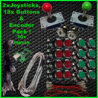 2x JOYSTICKS & 18x Illuminated Chrome BUTTONS & Xin-mo USB Encoder
