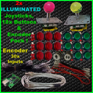 2x ILLUMINATED JOYSTICKS & 18x Illuminated BUTTONS & Xin-mo USB Encoder