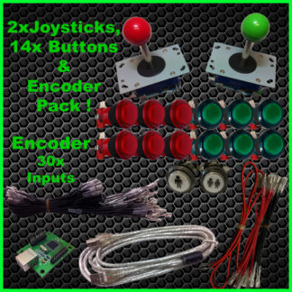 2x JOYSTICKS & 14x Illuminated BUTTONS & Xin-mo USB Encoder