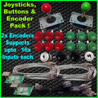 2x JOYSTICKS & 16x BUTTONS & 2x Xin-mo "Single Player" USB Encoder
