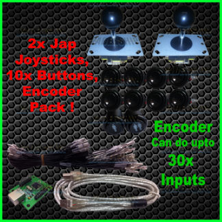 2x Japanese JOYSTICKS & 10x BUTTONS & Xin-mo USB Encoder